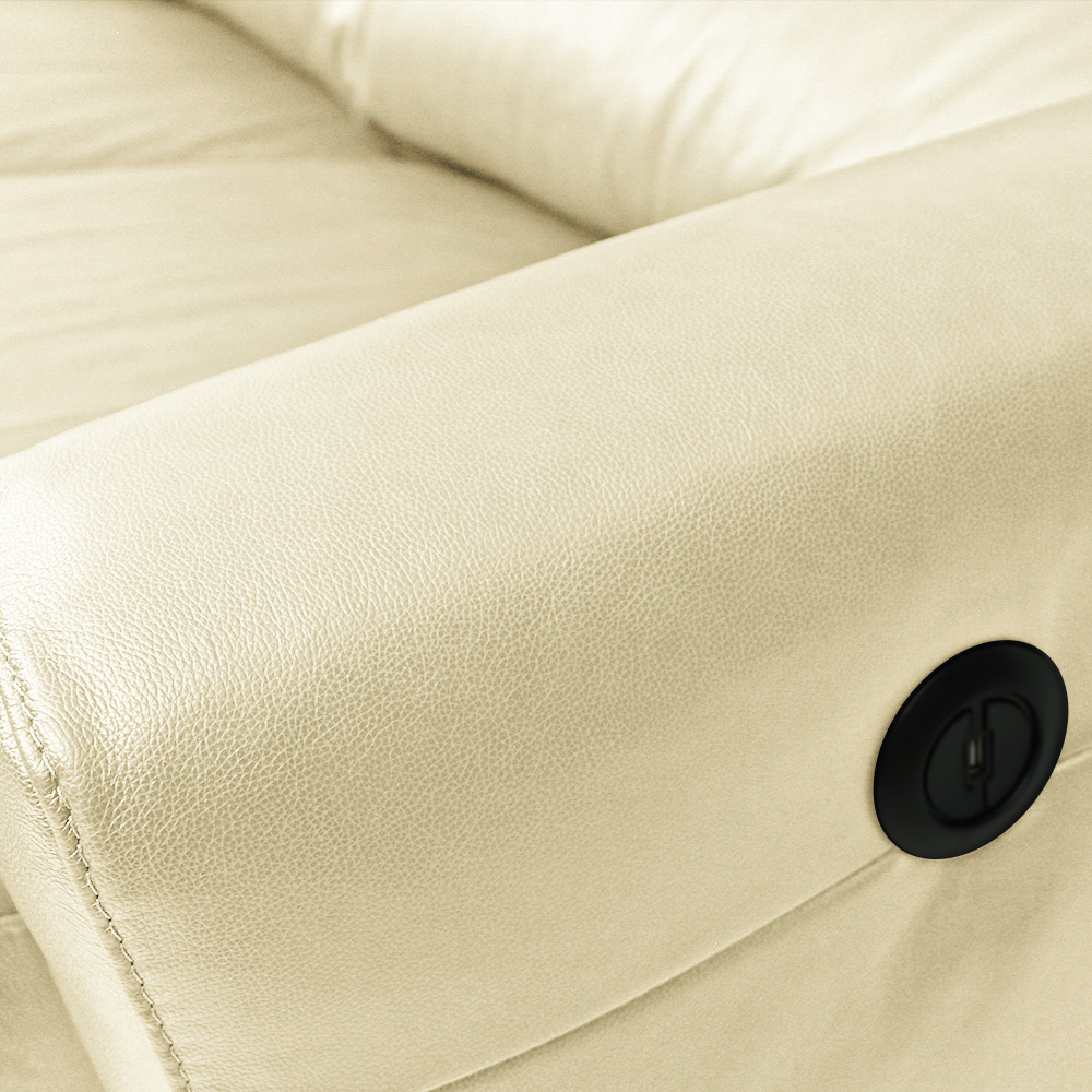 Sofá Sala de Cinema Elétrico Maldivas Reclinável Retrátil 4 Lugares 281cm Couro Off White G40 - Gran Belo
