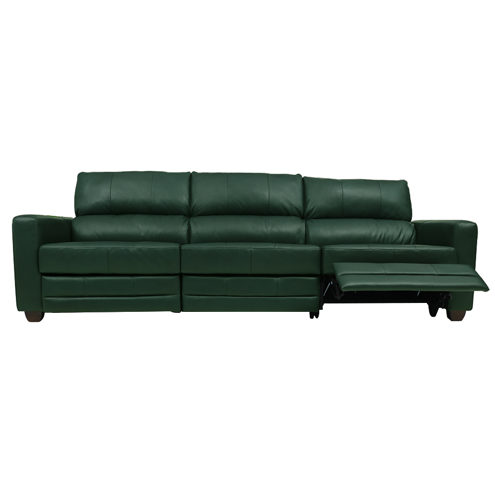 Sofá Sala de Cinema Elétrico Maldivas Reclinável Retrátil 4 Lugares 281cm Couro Verde Brilho G40 - Gran Belo