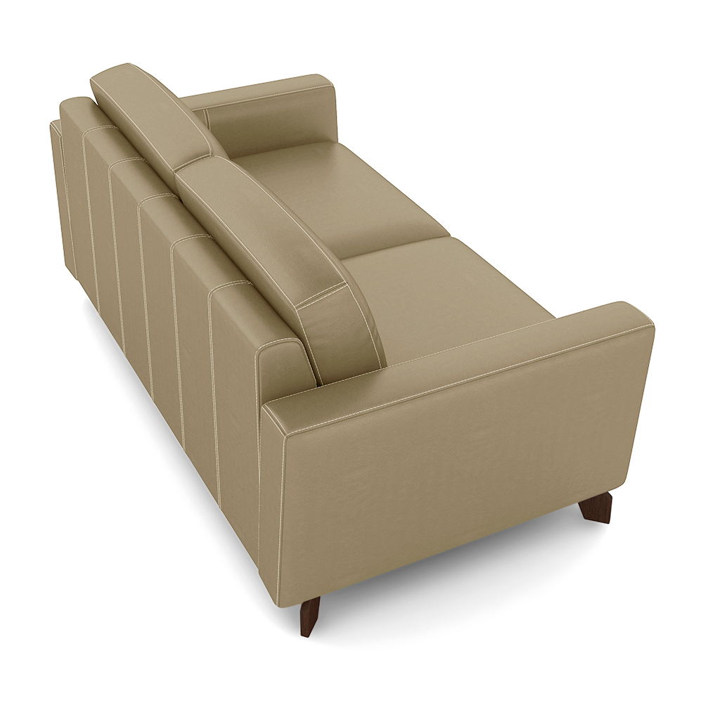 Sofá Sala de Estar Living 3 Lugares 200cm Presley Pés Madeira Couro Bege G52 - Gran Belo