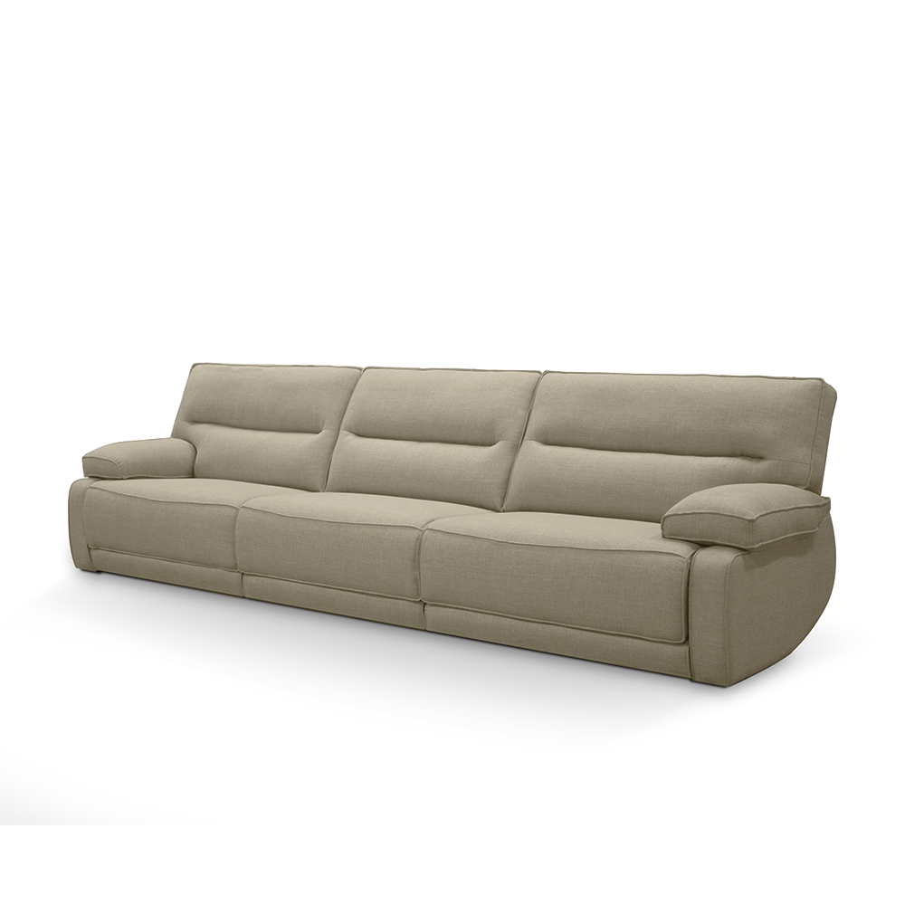 Sofá Sala de Estar Reclinável Retrátil 303cm Swift Linho Braque Nude G81 - Gran Belo