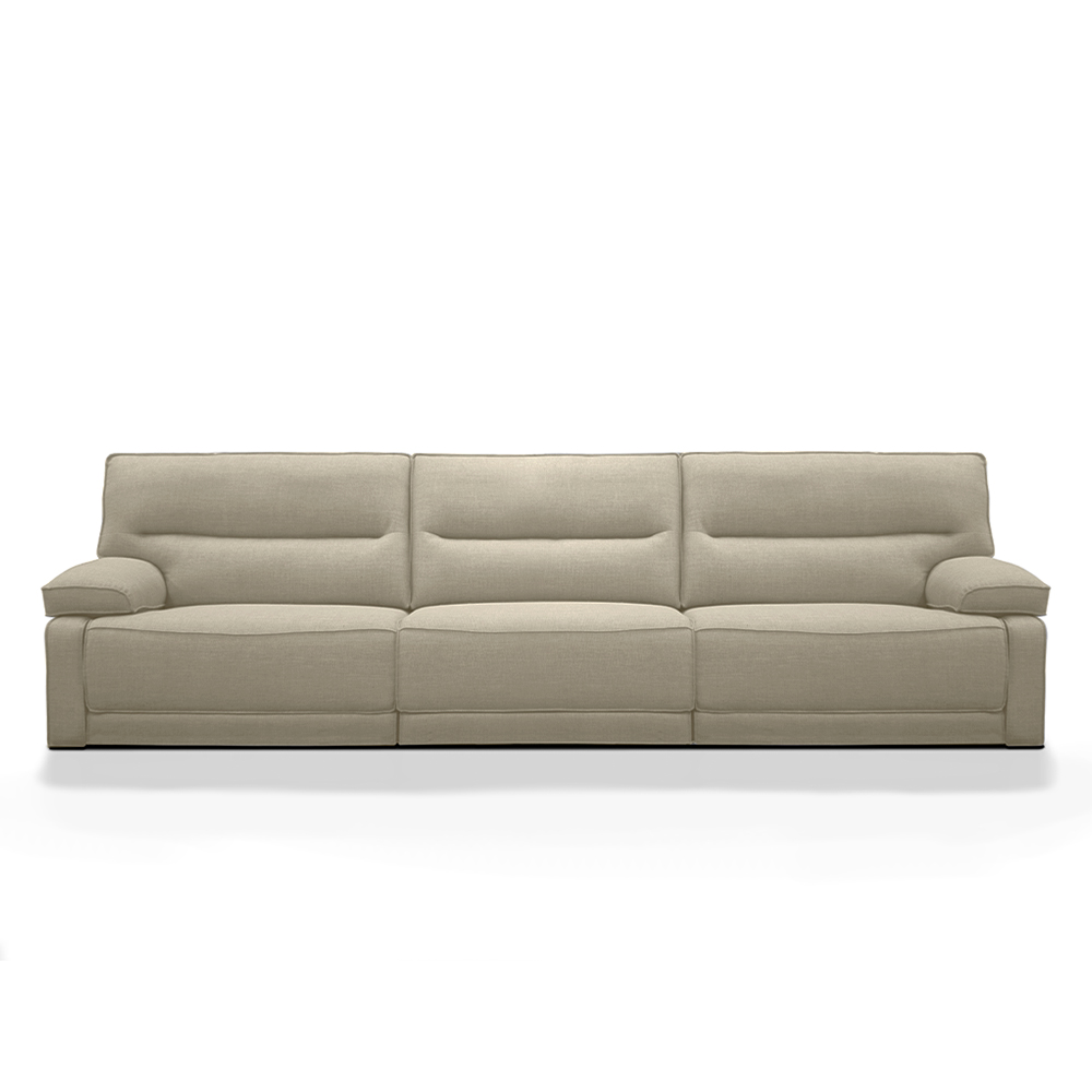 Sofá Sala de Estar Reclinável Retrátil 303cm Swift Linho Braque Nude G81 - Gran Belo