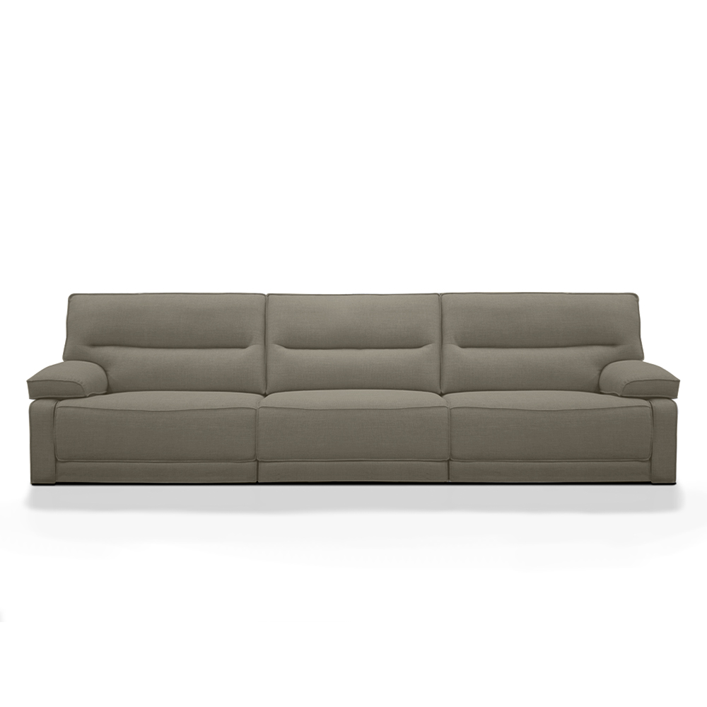 Sofá Sala de Estar Reclinável Retrátil 333cm Swift Linho Braque Bege Escuro G81 - Gran Belo