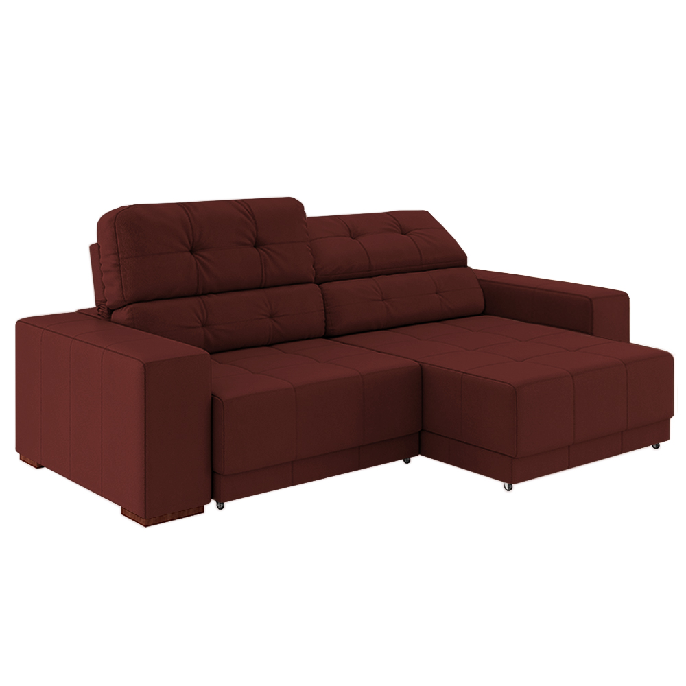 Sofá Sala de Estar Retrátil e Reclinável 3 Lugares Lisboa 230cm Couro Vermelho G58 - Gran Belo
