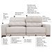 Sofá Sala de Estar Retrátil e Reclinável 4 Lugares Lisboa 250cm Couro Off White G58 - Gran Belo