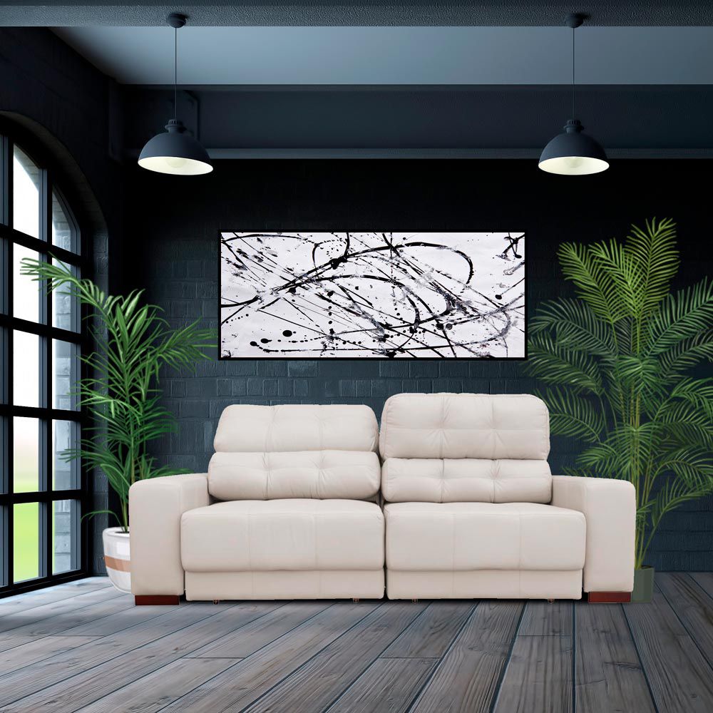 Sofá Sala de Estar Retrátil e Reclinável 4 Lugares Lisboa 250cm Couro Off White G58 - Gran Belo