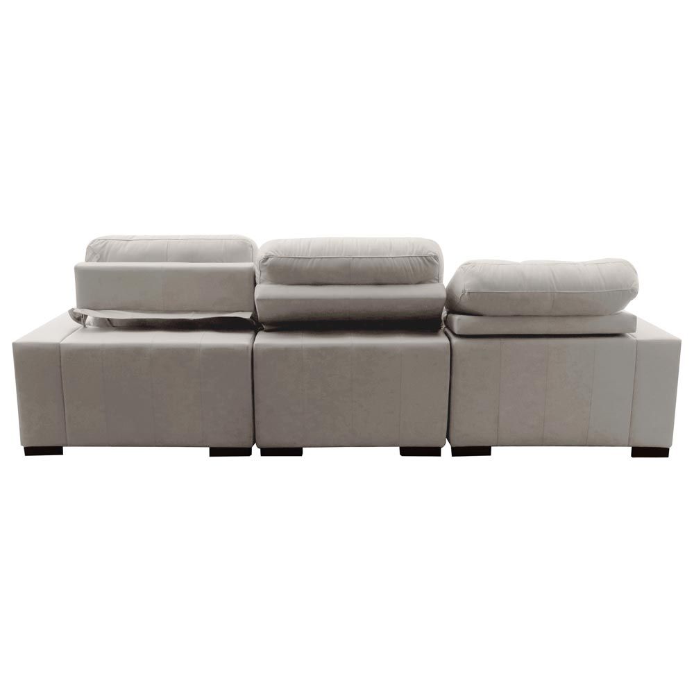 Sofá Sala de Estar Retrátil e Reclinável 5 Lugares Lisboa 290cm Couro Off White G58 - Gran Belo