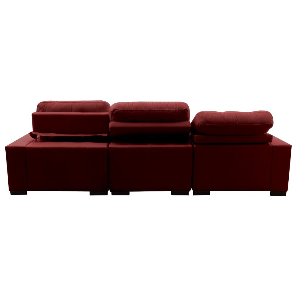 Sofá Sala de Estar Retrátil e Reclinável 5 Lugares Lisboa 290cm Couro Vermelho G58 - Gran Belo