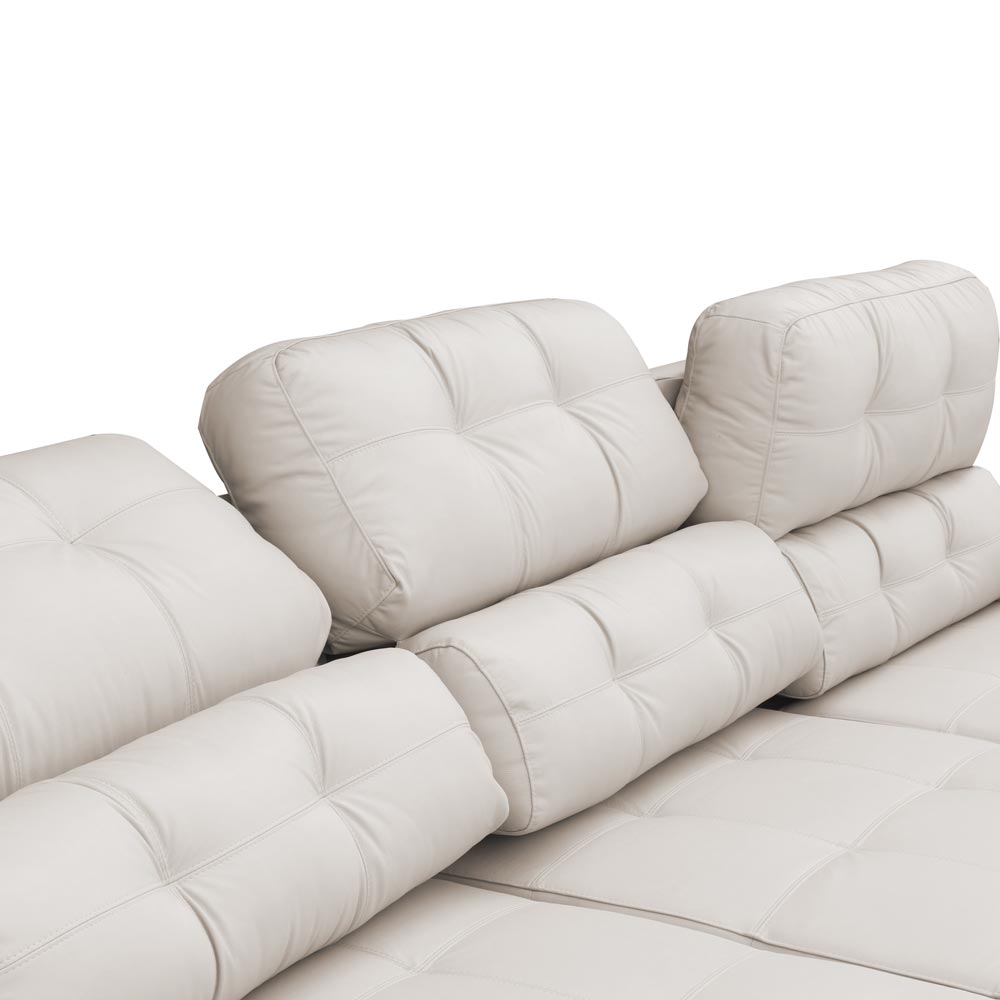 Sofá Sala de Estar Retrátil e Reclinável 5 Lugares Lisboa 320cm Couro Off White G58 - Gran Belo