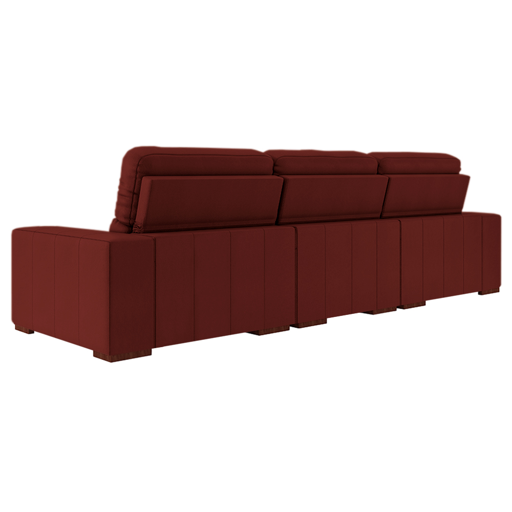 Sofá Sala de Estar Retrátil e Reclinável 5 Lugares Lisboa 350cm Couro Vermelho G58 - Gran Belo