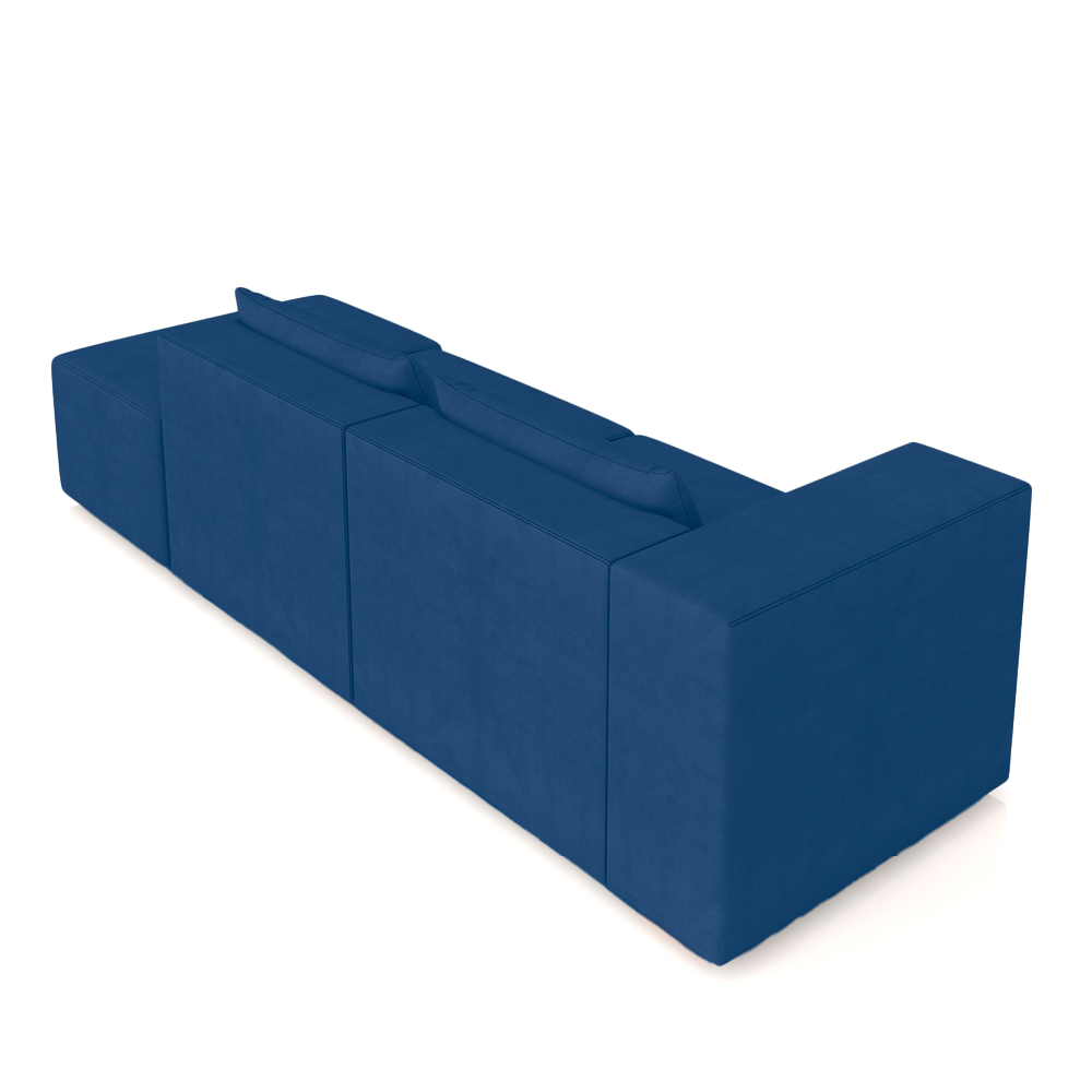 Sofá Versátil Sala de Estar Atlanta 318cm Modulado Veludo Azul G52 - Gran Belo
