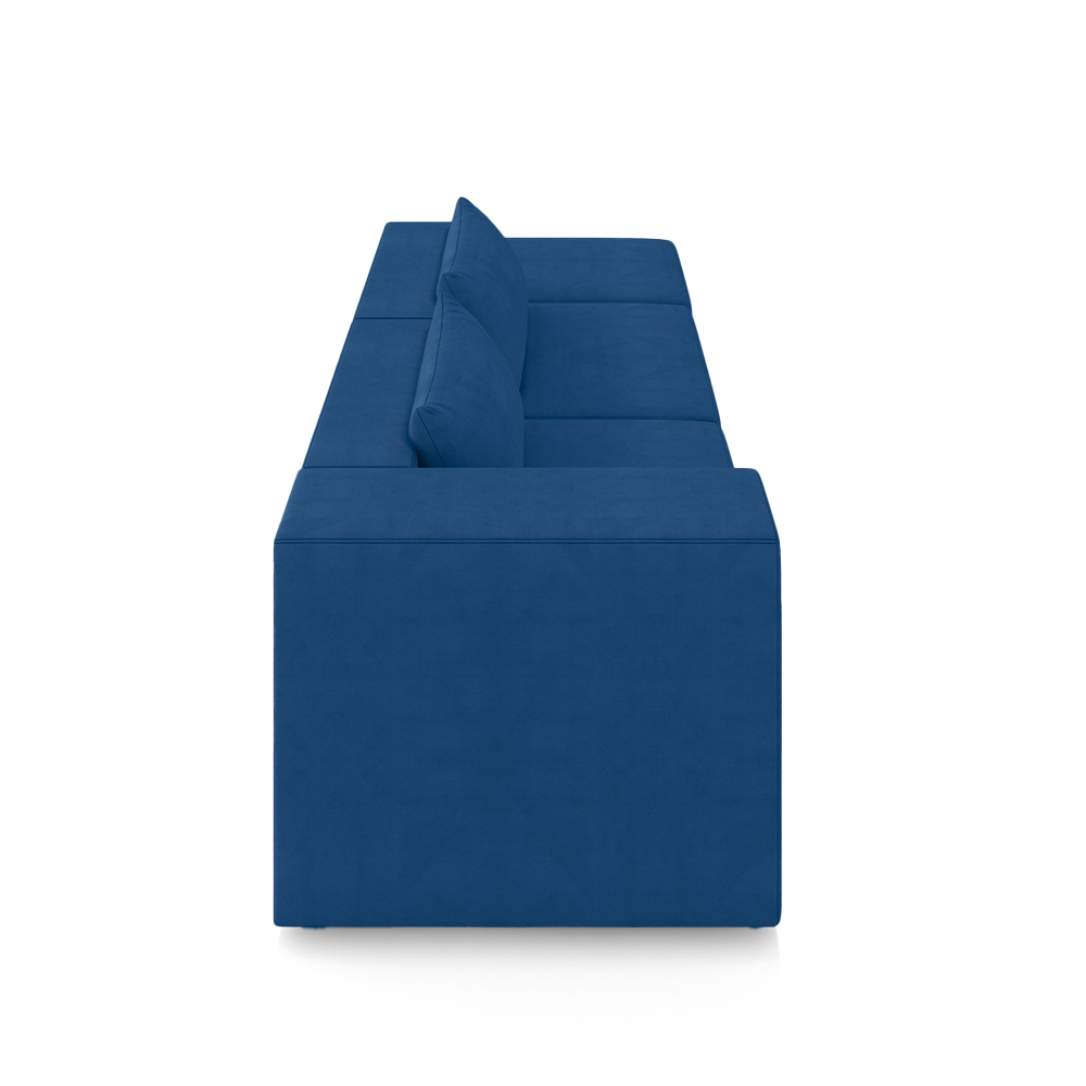 Sofá Versátil Sala de Estar Atlanta 318cm Modulado Veludo Azul G52 - Gran Belo