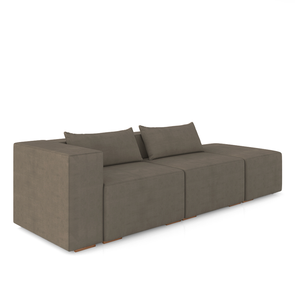Sofá Versátil Sala de Estar Atlanta 318cm Modulado Veludo Marrom G52 - Gran Belo