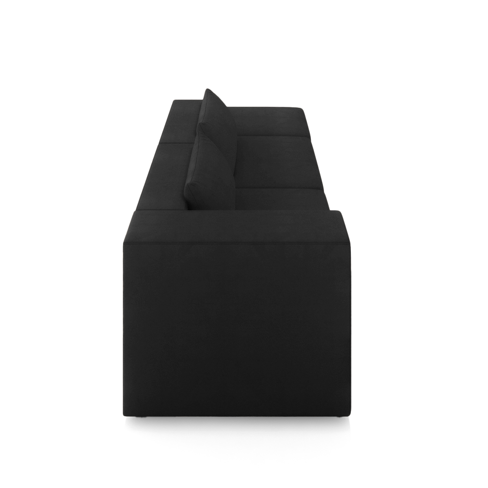 Sofá Versátil Sala de Estar Atlanta 318cm Modulado Veludo Preto G52 - Gran Belo