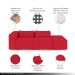 Sofá Versátil Sala de Estar Atlanta 318cm Modulado Veludo Vermelho G52 - Gran Belo