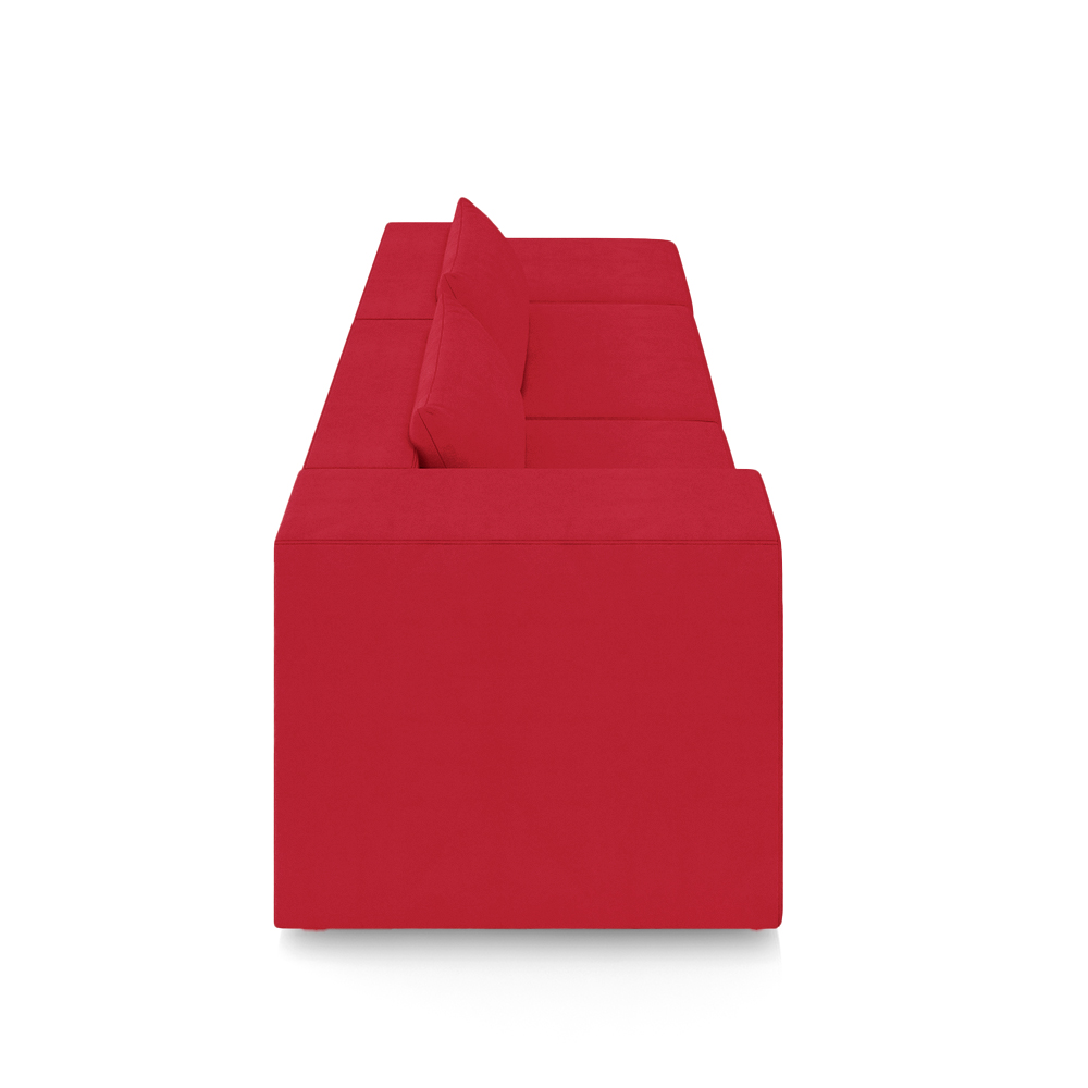 Sofá Versátil Sala de Estar Atlanta 318cm Modulado Veludo Vermelho G52 - Gran Belo