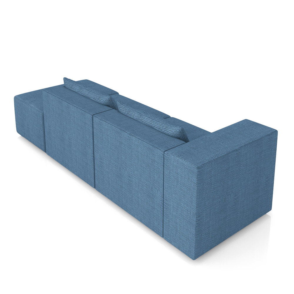 Sofá Versátil Sala de Estar Atlanta 338cm Modulado Linho Azul G52 - Gran Belo