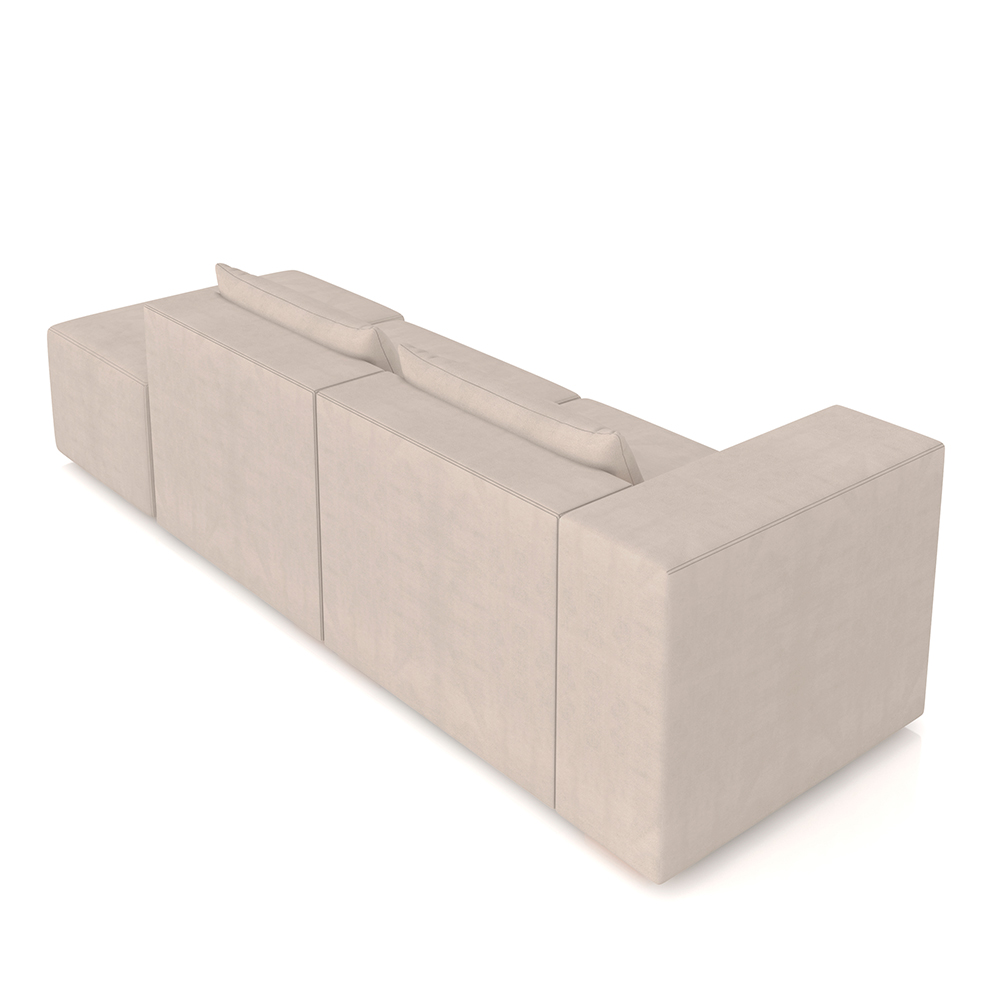 Sofá Versátil Sala de Estar Atlanta 358cm Modulado Veludo Bege G52 - Gran Belo