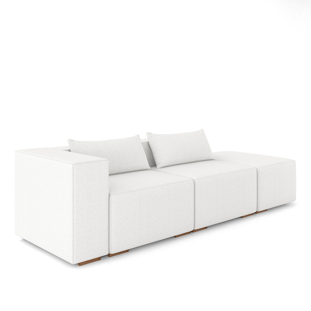 Sofá Versátil Sala de Estar Atlanta 378cm Modulado Bouclê Branco G52 - Gran Belo