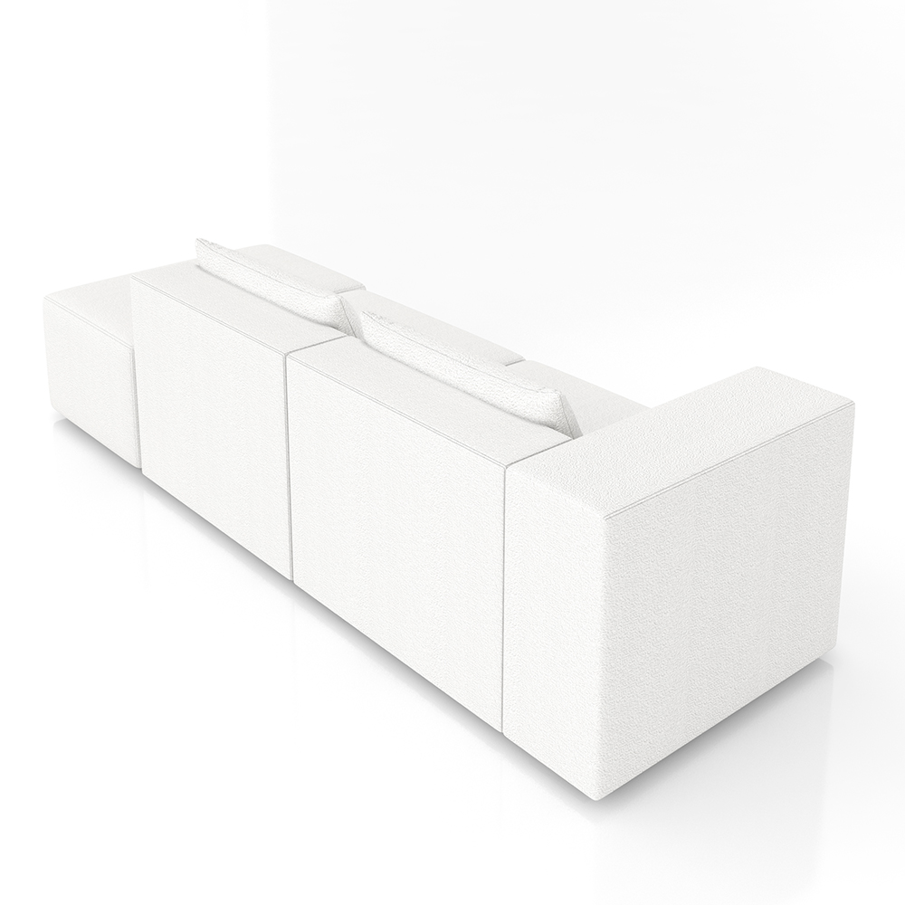 Sofá Versátil Sala de Estar Atlanta 378cm Modulado Bouclê Branco G52 - Gran Belo