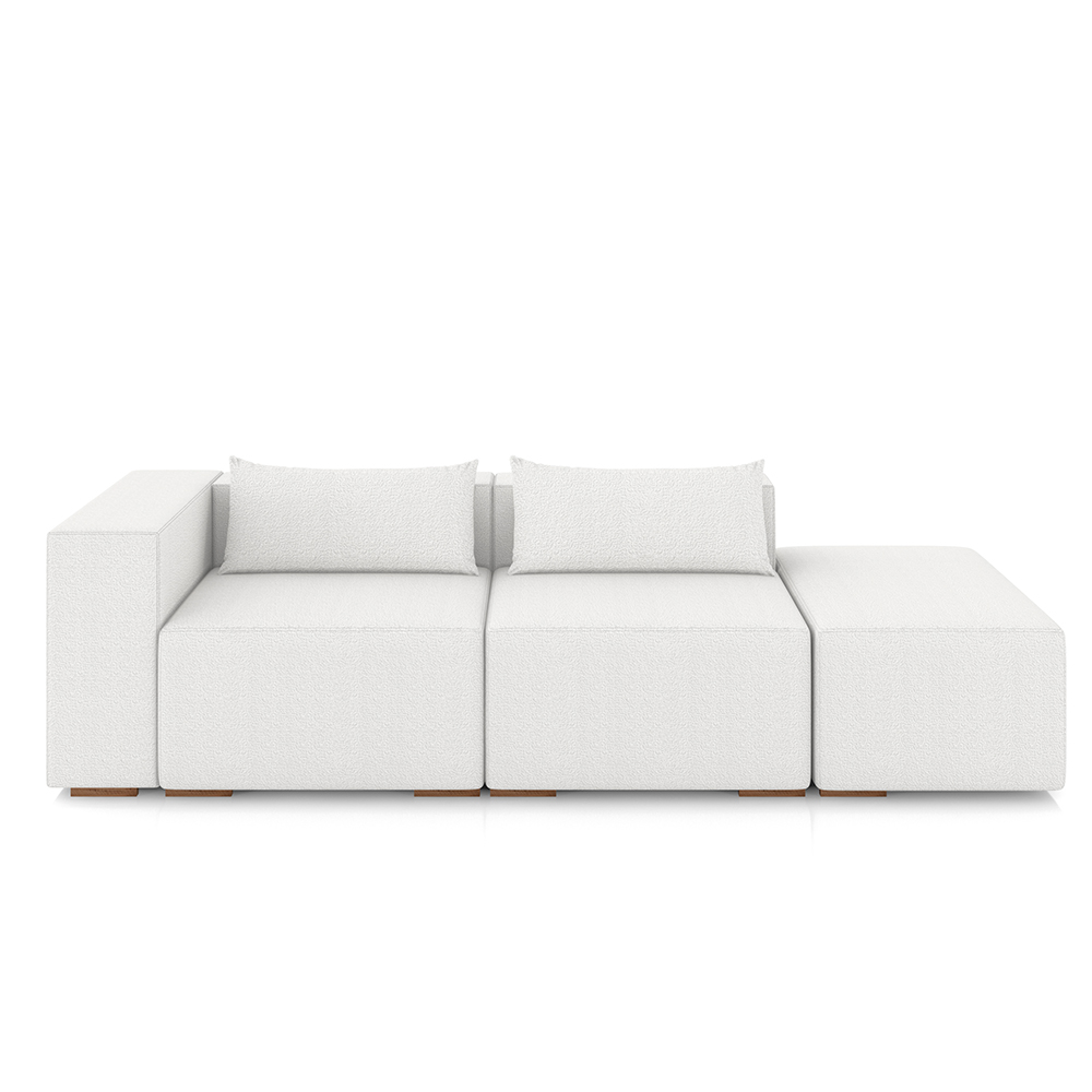 Sofá Versátil Sala de Estar Atlanta 378cm Modulado Bouclê Branco G52 - Gran Belo