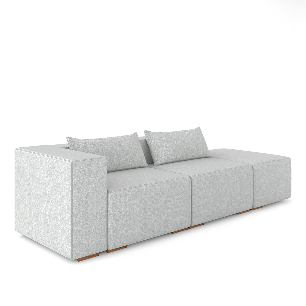 Sofá Versátil Sala de Estar Atlanta 378cm Modulado Bouclê Cinza G52 - Gran Belo
