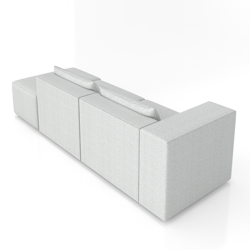 Sofá Versátil Sala de Estar Atlanta 378cm Modulado Bouclê Cinza G52 - Gran Belo