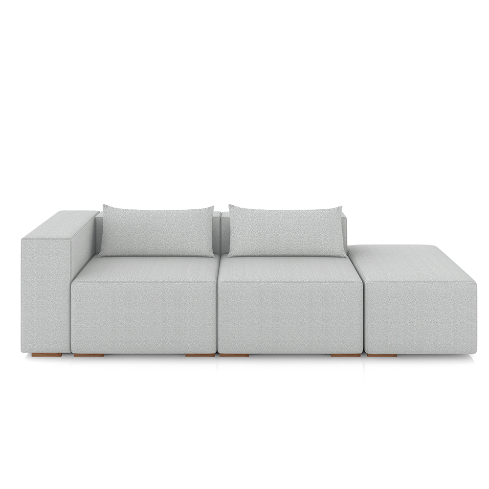Sofá Versátil Sala de Estar Atlanta 378cm Modulado Bouclê Cinza G52 - Gran Belo