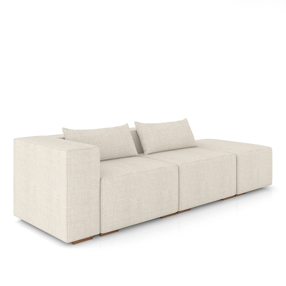 Sofá Versátil Sala de Estar Atlanta 378cm Modulado Linho Off White G52 - Gran Belo