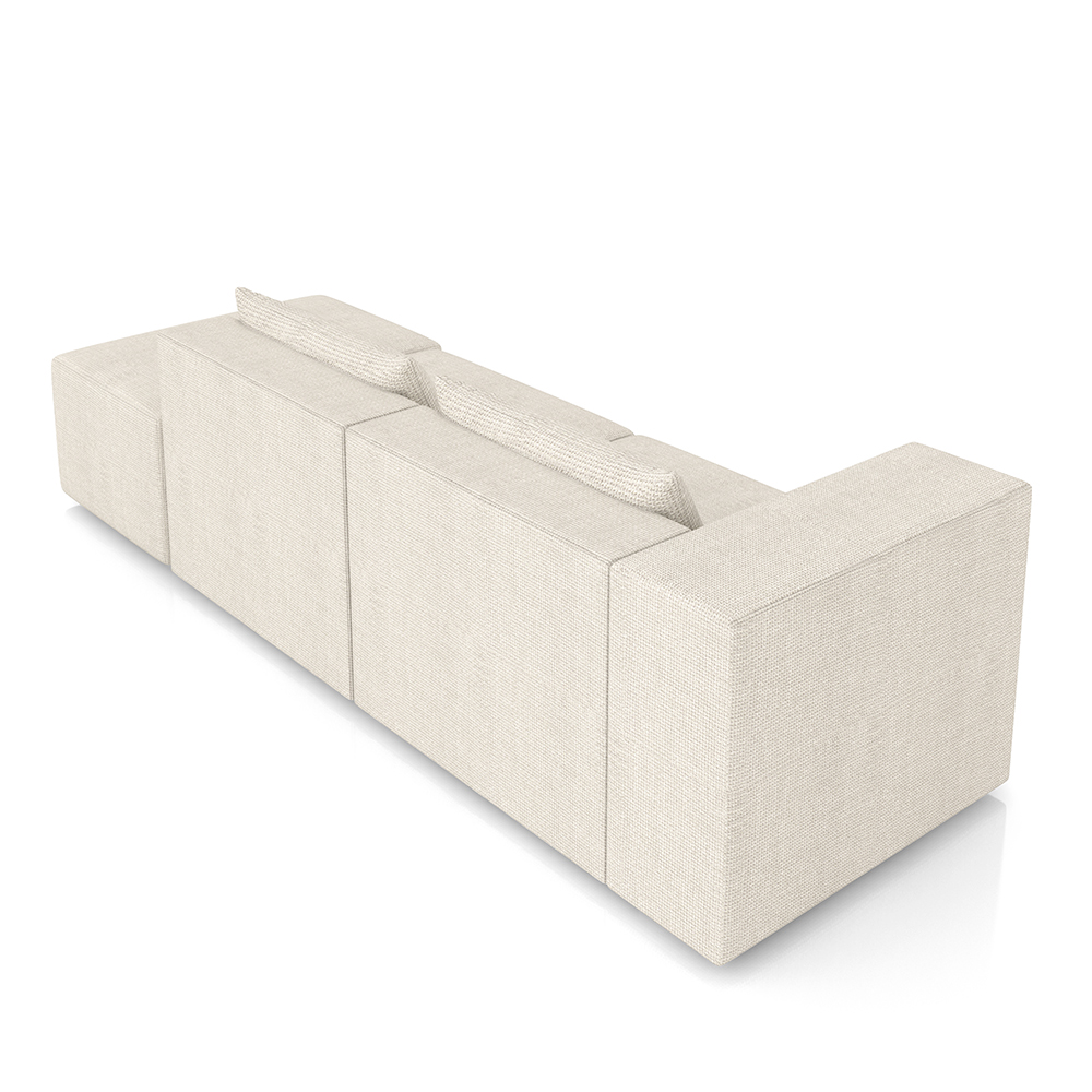 Sofá Versátil Sala de Estar Atlanta 378cm Modulado Linho Off White G52 - Gran Belo