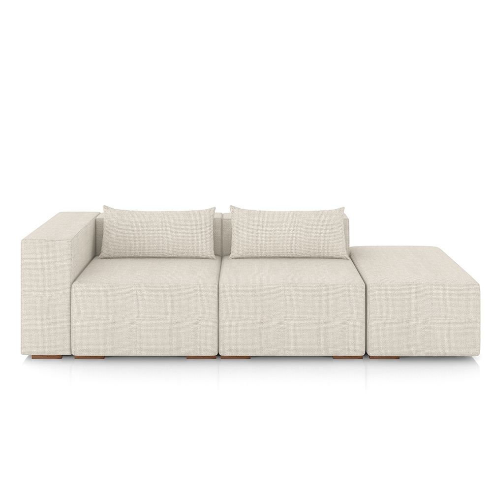 Sofá Versátil Sala de Estar Atlanta 378cm Modulado Linho Off White G52 - Gran Belo