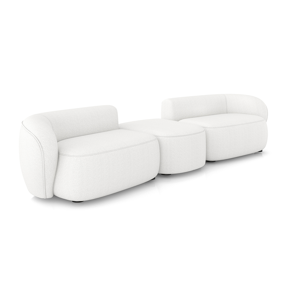 Sofá Versátil Sala de Estar Egito 302cm Modulado Bouclê Branco G52 - Gran Belo