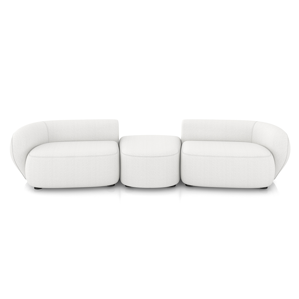 Sofá Versátil Sala de Estar Egito 302cm Modulado Bouclê Branco G52 - Gran Belo