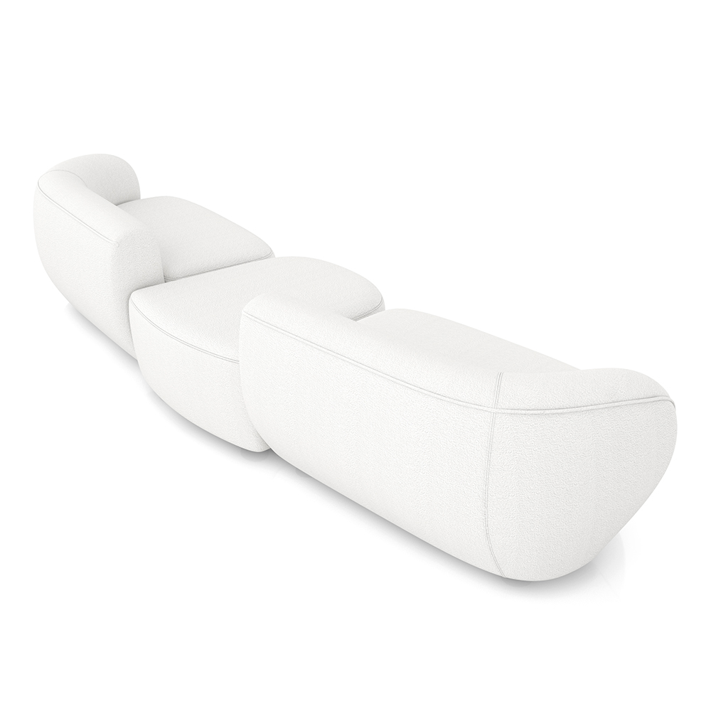 Sofá Versátil Sala de Estar Egito 302cm Modulado Bouclê Branco G52 - Gran Belo