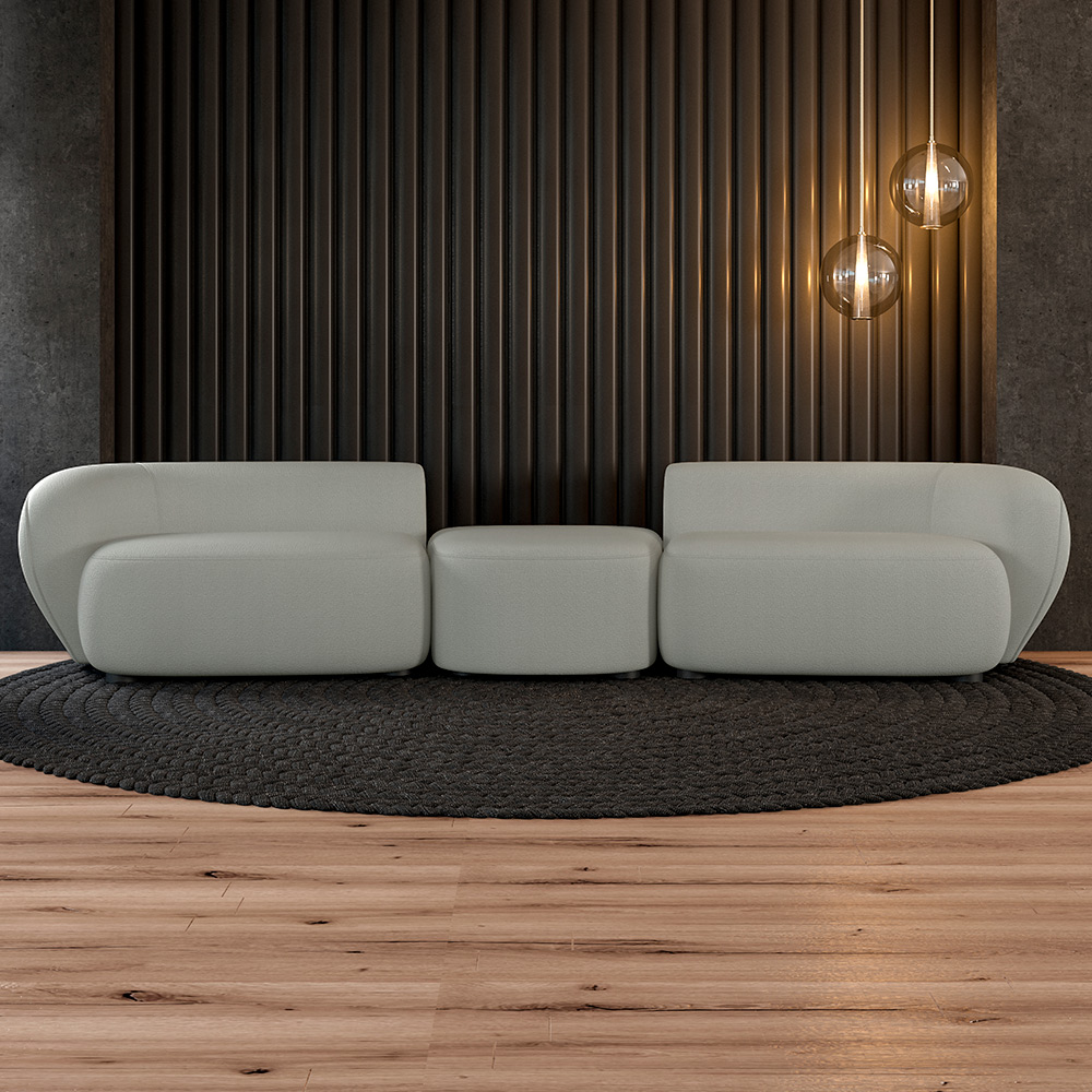 Sofá Versátil Sala de Estar Egito 302cm Modulado Bouclê Cinza G52 - Gran Belo