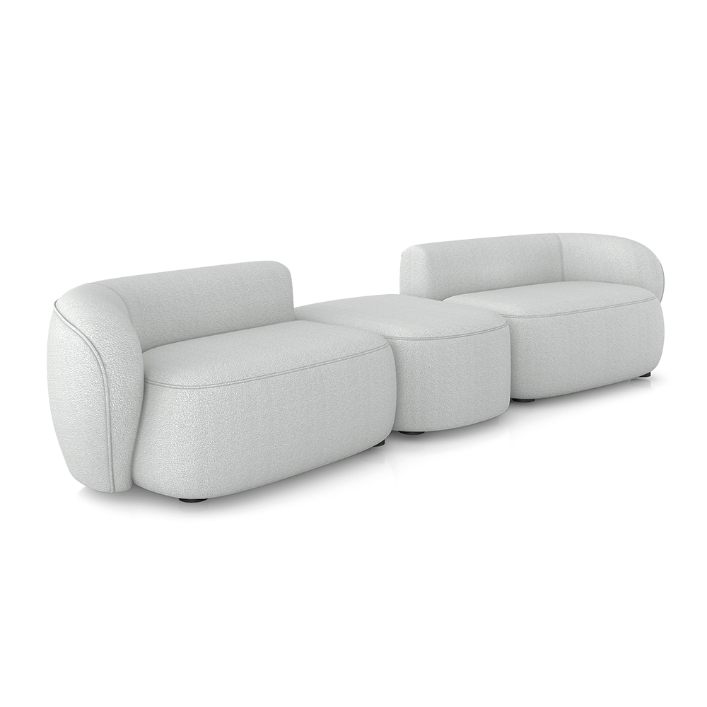 Sofá Versátil Sala de Estar Egito 302cm Modulado Bouclê Cinza G52 - Gran Belo