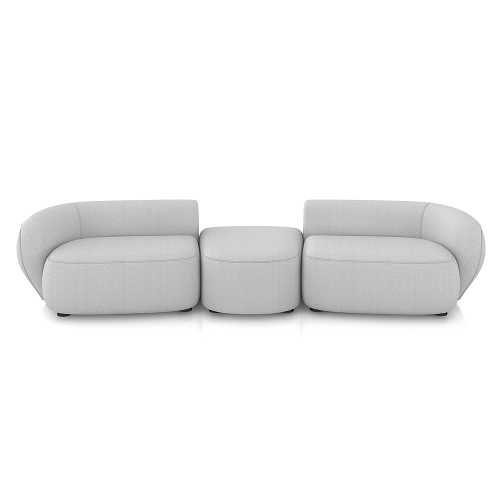 Sofá Versátil Sala de Estar Egito 302cm Modulado Bouclê Cinza G52 - Gran Belo