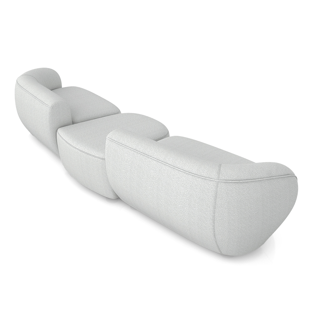 Sofá Versátil Sala de Estar Egito 302cm Modulado Bouclê Cinza G52 - Gran Belo