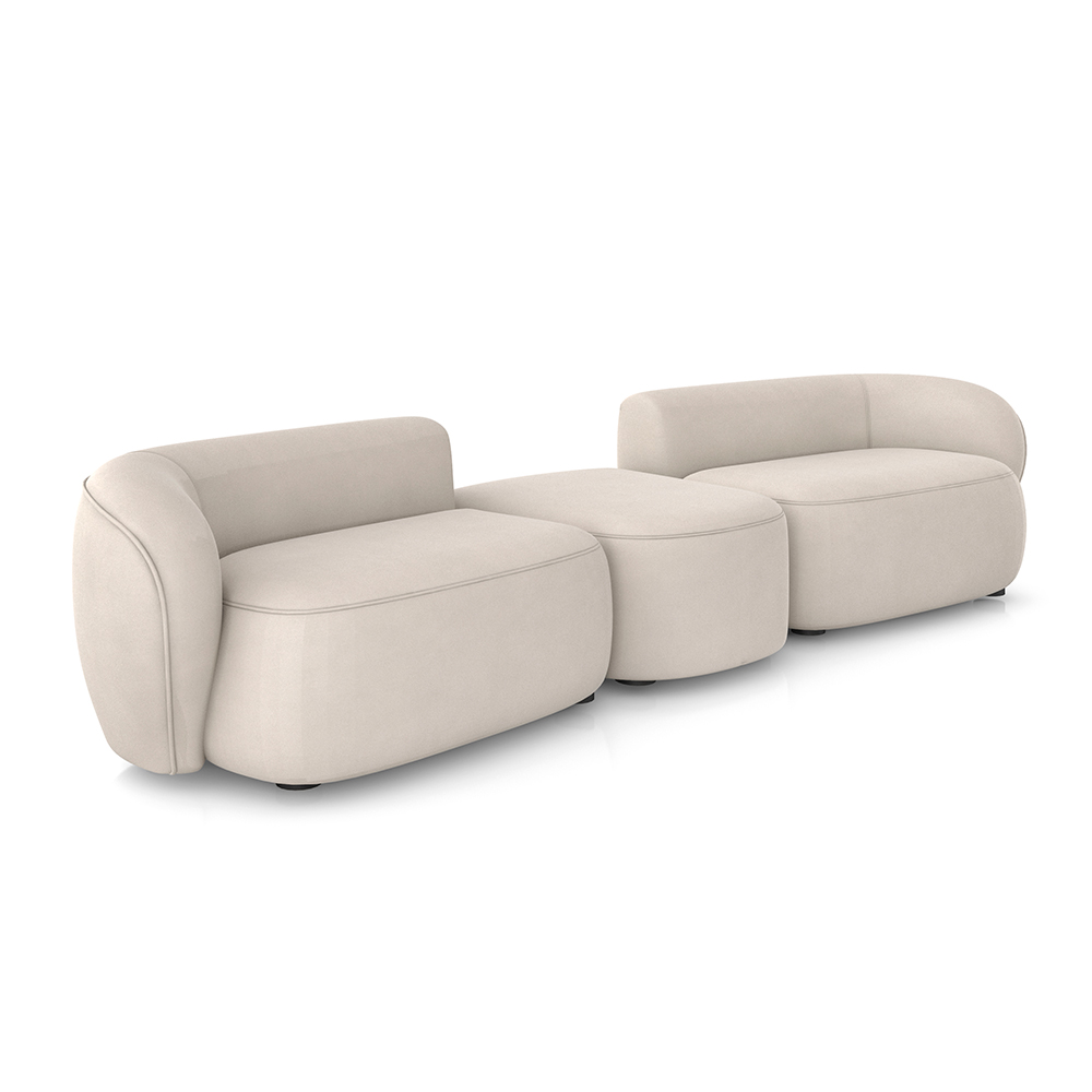 Sofá Versátil Sala de Estar Egito 302cm Modulado Veludo Bege G52 - Gran Belo
