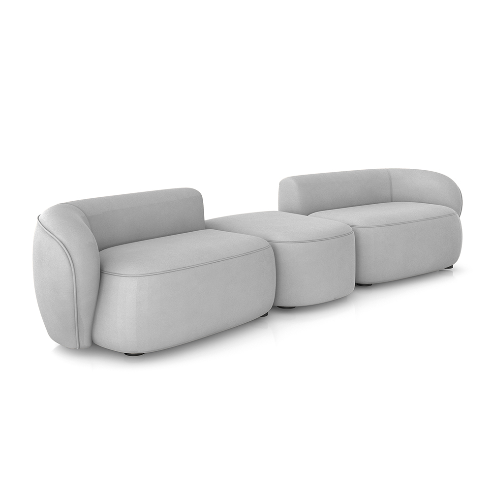 Sofá Versátil Sala de Estar Egito 302cm Modulado Veludo Cinza G52 - Gran Belo