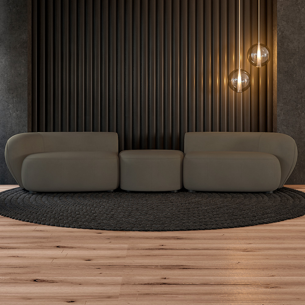 Sofá Versátil Sala de Estar Egito 302cm Modulado Veludo Marrom G52 - Gran Belo