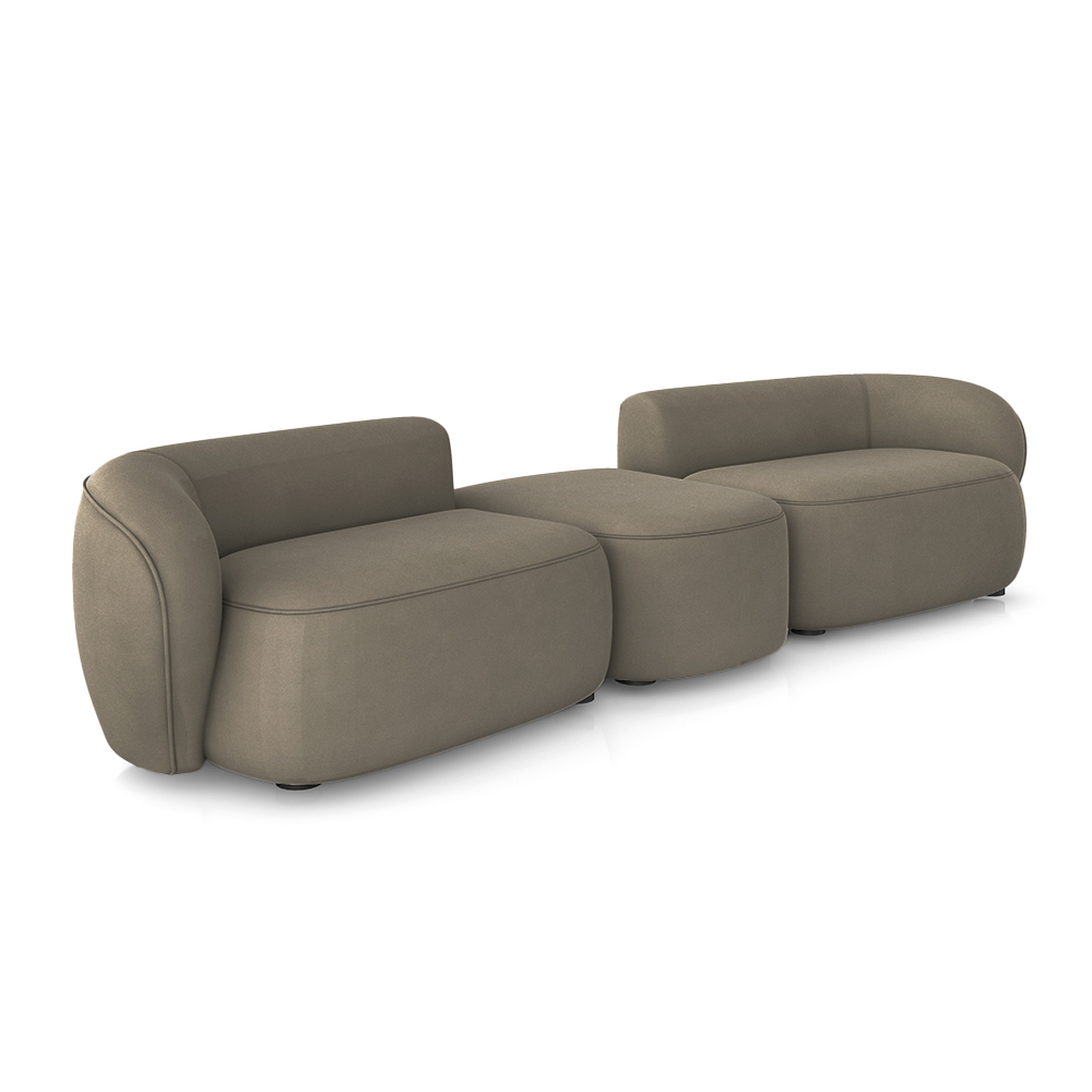 Sofá Versátil Sala de Estar Egito 302cm Modulado Veludo Marrom G52 - Gran Belo