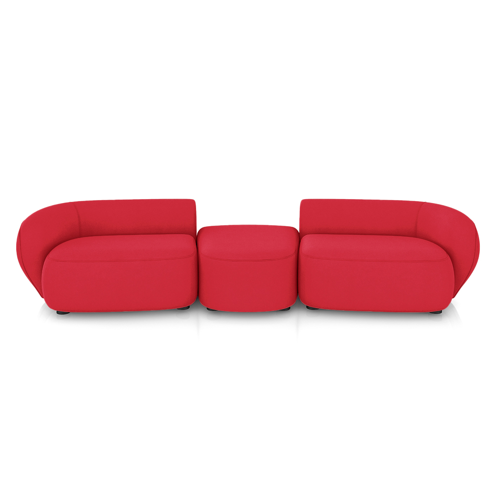 Sofá Versátil Sala de Estar Egito 302cm Modulado Veludo Vermelho G52 - Gran Belo