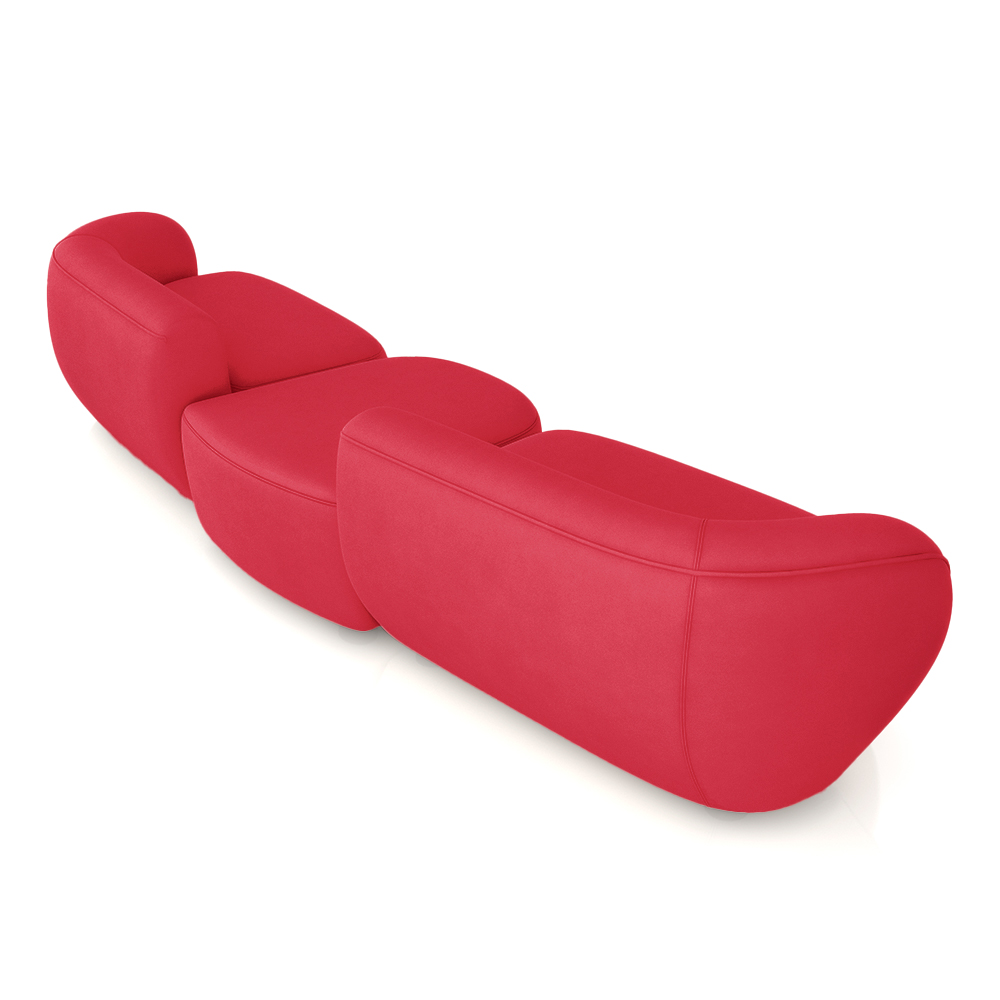 Sofá Versátil Sala de Estar Egito 302cm Modulado Veludo Vermelho G52 - Gran Belo
