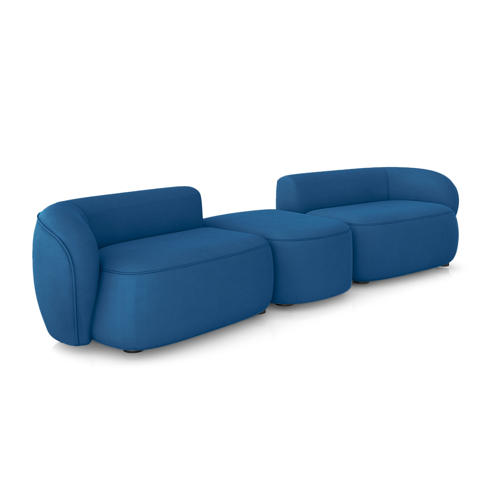 Sofá Versátil Sala de Estar Egito 322cm Modulado Veludo Azul G52 - Gran Belo