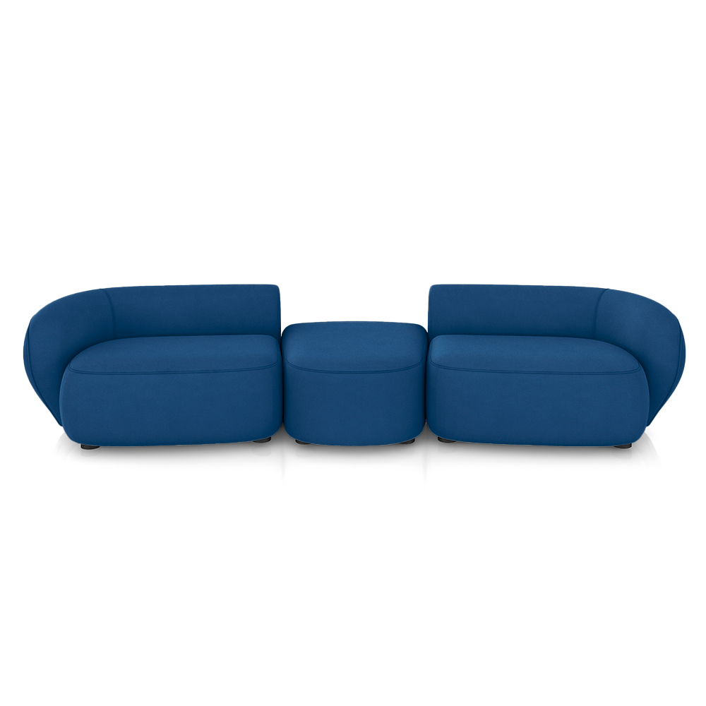 Sofá Versátil Sala de Estar Egito 322cm Modulado Veludo Azul G52 - Gran Belo