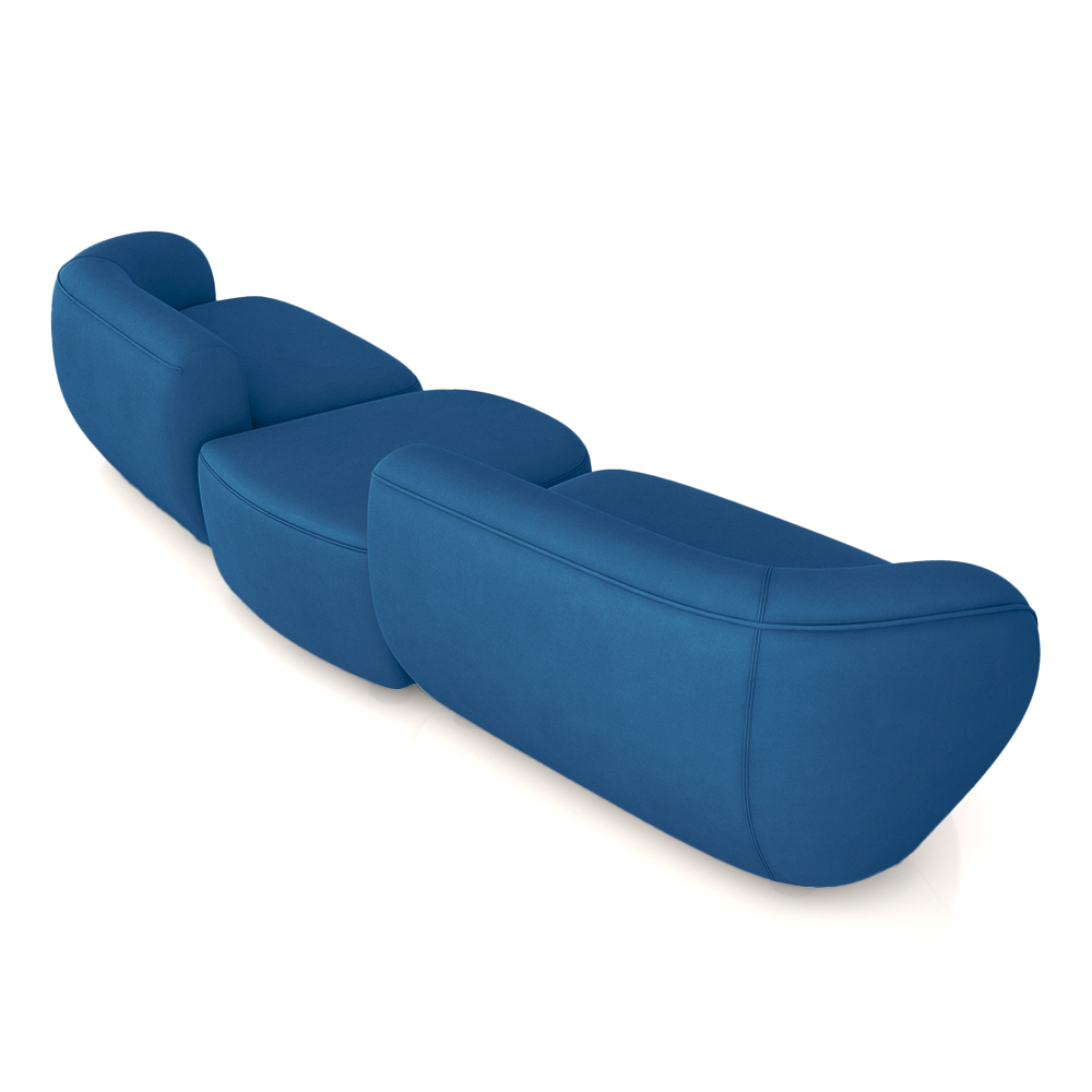 Sofá Versátil Sala de Estar Egito 322cm Modulado Veludo Azul G52 - Gran Belo