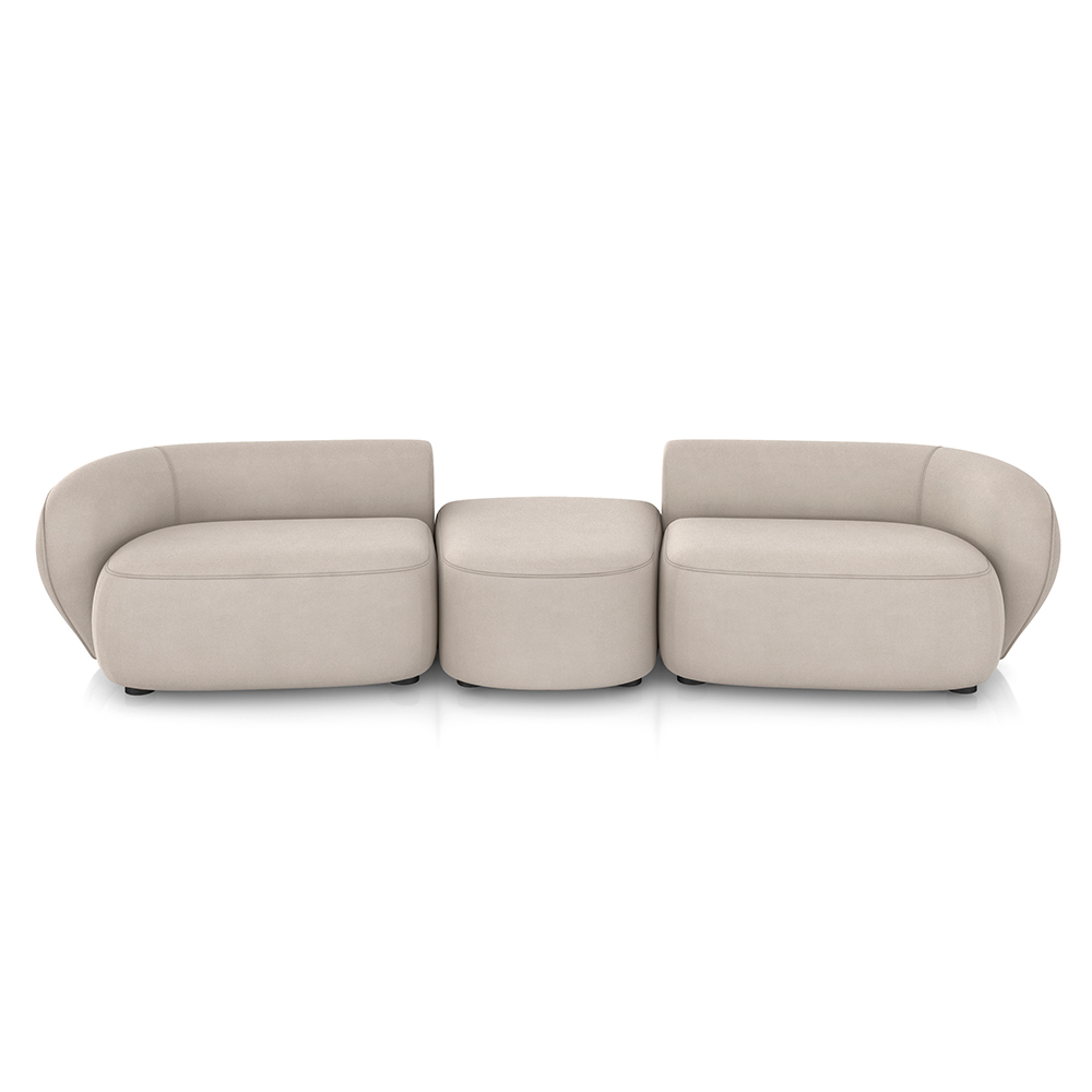 Sofá Versátil Sala de Estar Egito 322cm Modulado Veludo Bege G52 - Gran Belo