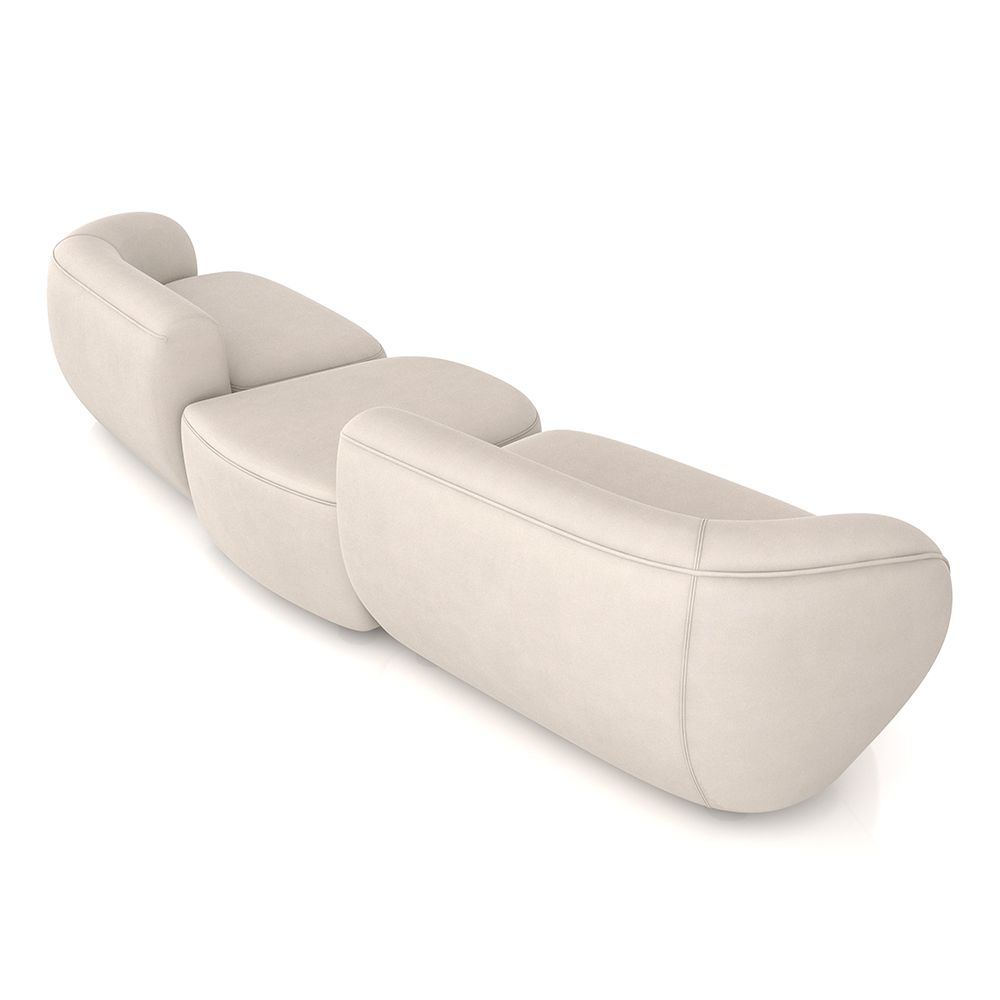 Sofá Versátil Sala de Estar Egito 322cm Modulado Veludo Bege G52 - Gran Belo