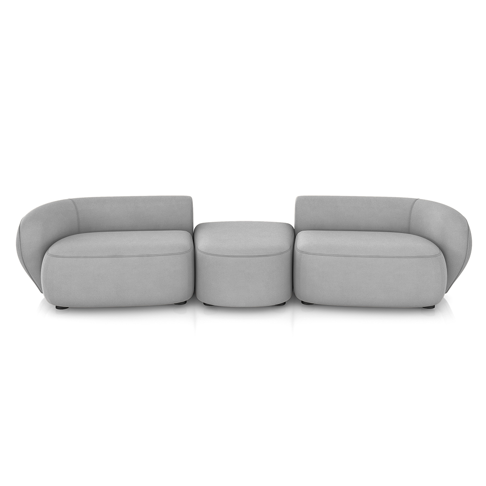 Sofá Versátil Sala de Estar Egito 322cm Modulado Veludo Cinza G52 - Gran Belo