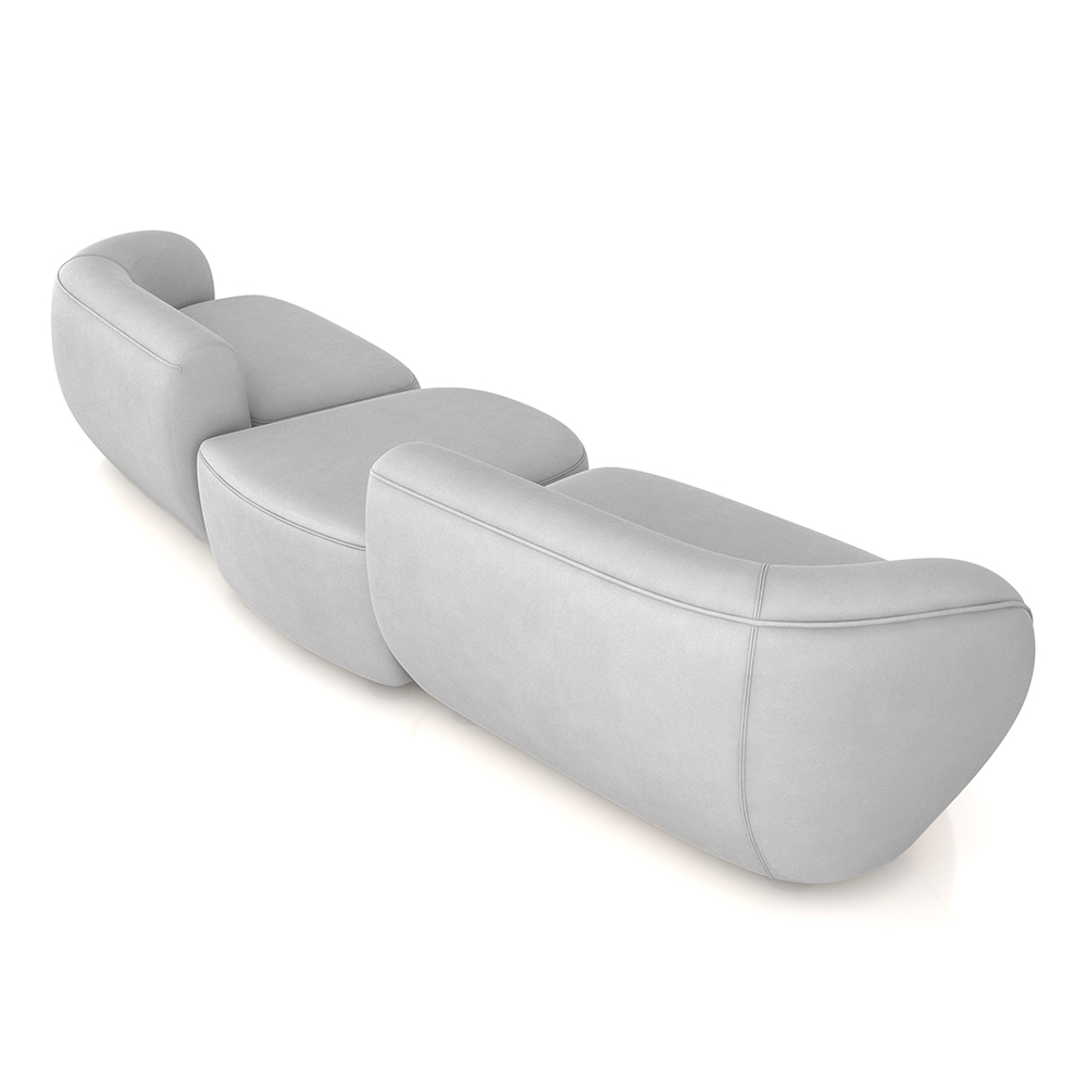 Sofá Versátil Sala de Estar Egito 322cm Modulado Veludo Cinza G52 - Gran Belo